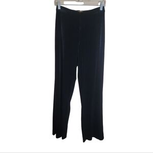 Ellen Tracy black velvet pull on pants high rise wide leg size XS